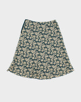 Vintage 90s Express Blue Floral Skirt - XS