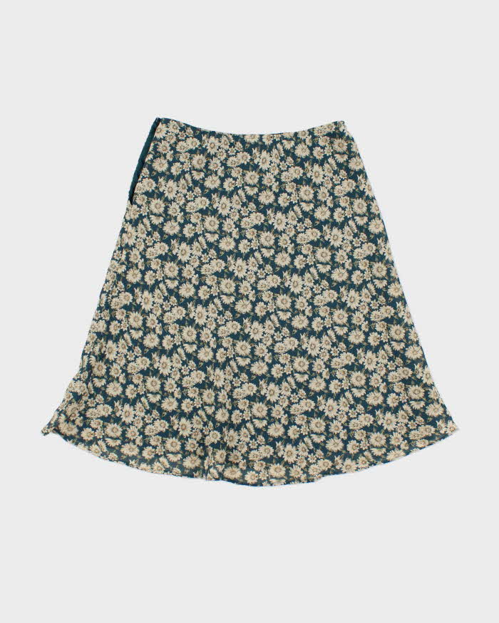 Vintage 90s Express Blue Floral Skirt - XS