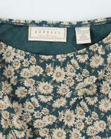 Vintage 90s Express Blue Floral Skirt - XS
