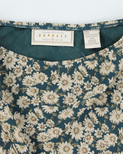Vintage 90s Express Blue Floral Skirt - XS
