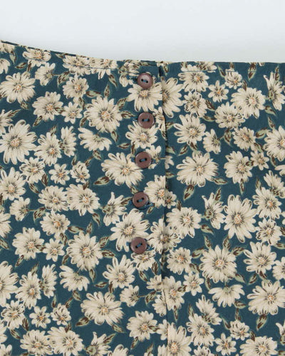 Vintage 90s Express Blue Floral Skirt - XS