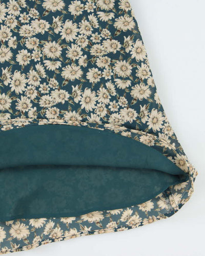 Vintage 90s Express Blue Floral Skirt - XS