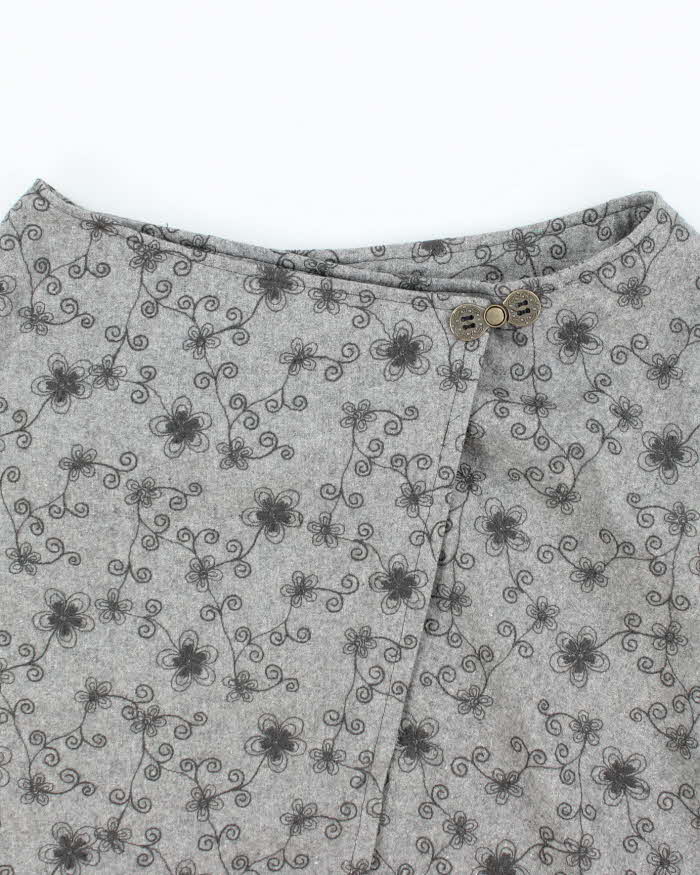 Vintage Asymmetric Wrap Wool Blend Skirt - S