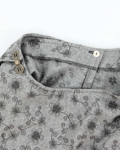 Vintage Asymmetric Wrap Wool Blend Skirt - S