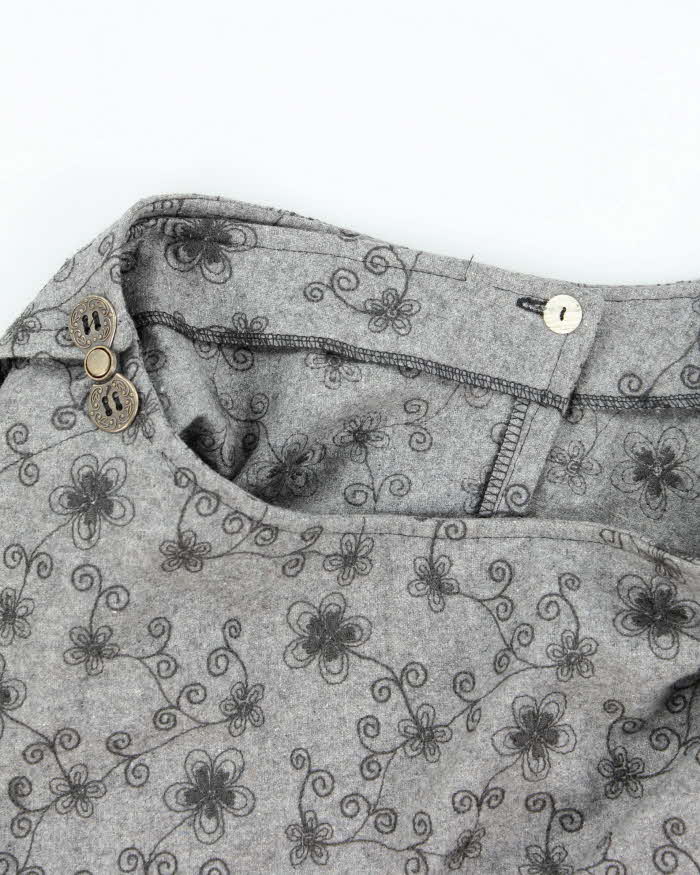 Vintage Asymmetric Wrap Wool Blend Skirt - S