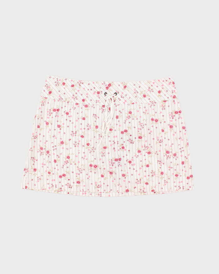 Vintage 00s Garage Stripe &amp; Floral Mini Skirt - S