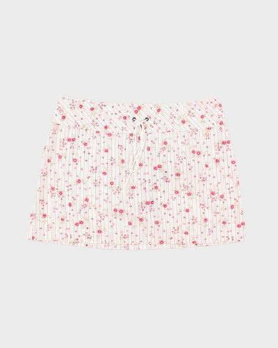 Vintage 00s Garage Stripe & Floral Mini Skirt - S