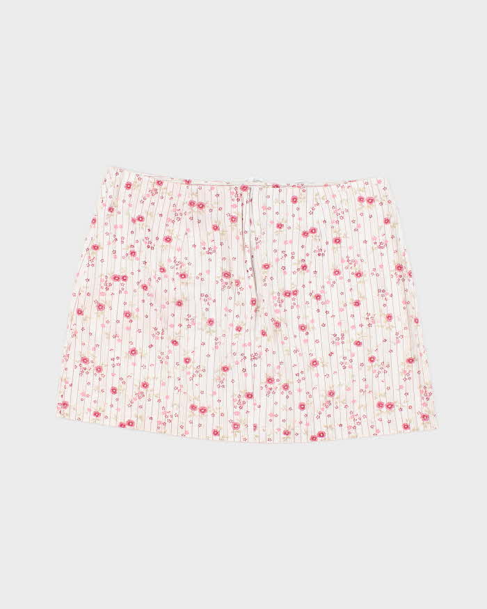Vintage 00s Garage Stripe &amp; Floral Mini Skirt - S