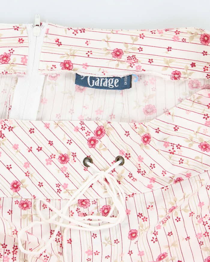 Vintage 00s Garage Stripe &amp; Floral Mini Skirt - S