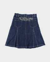 Vintage Y2k 00s Jessica Embroidered Denim Skirt - M