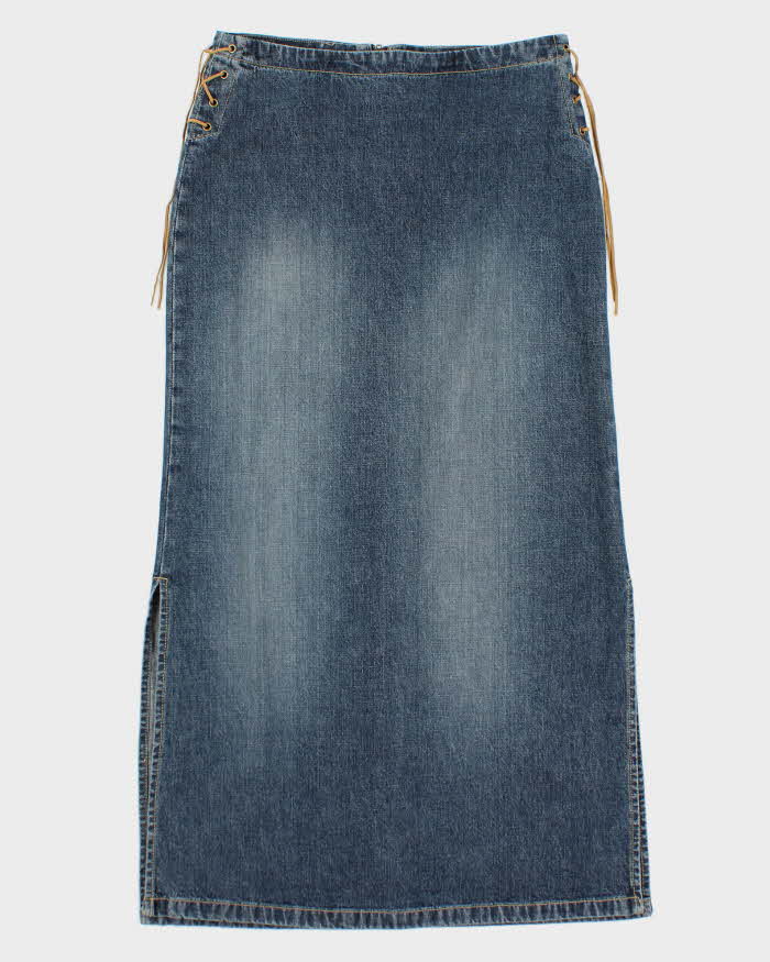 Vintage 90s E.K.O Lace-up Denim Skirt - XS