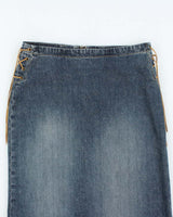 Vintage 90s E.K.O Lace-up Denim Skirt - XS