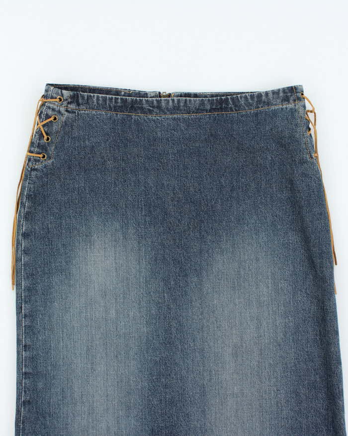 Vintage 90s E.K.O Lace-up Denim Skirt - XS