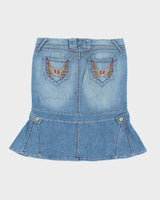 Vintage Y2k 00s Candies Embroidered Denim Skirt - M