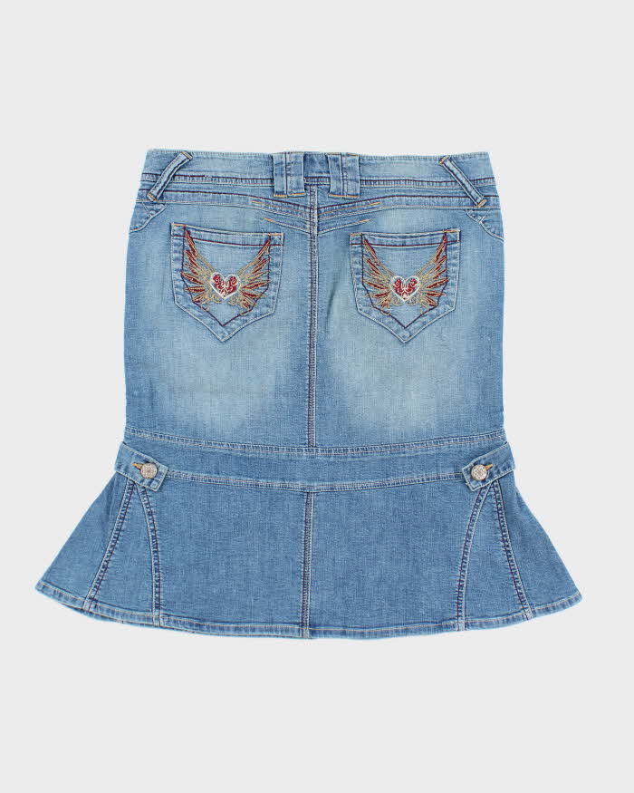 Vintage Y2k 00s Candies Embroidered Denim Skirt - M