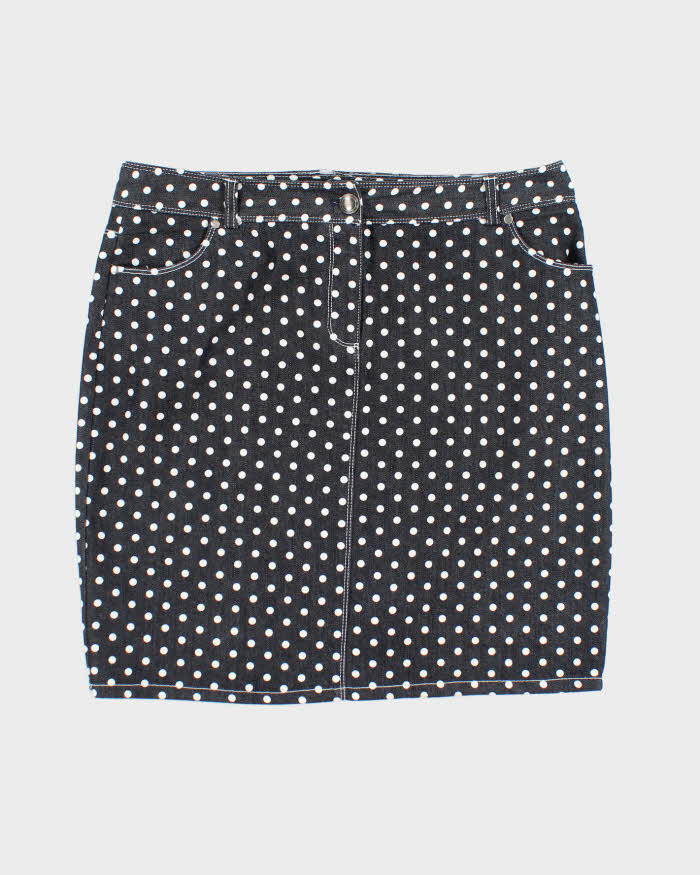 Vintage Y2k 00s NYCC Polka Dot Denim Skirt - M