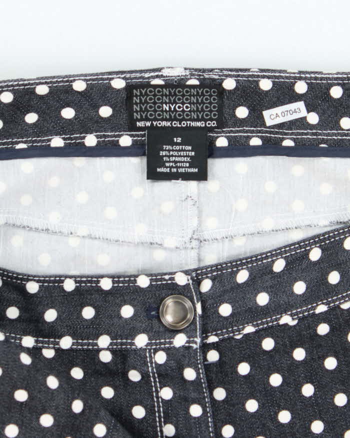 Vintage Y2k 00s NYCC Polka Dot Denim Skirt - M