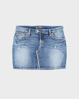 Vintage Y2k 00s Silver Denim Mini Skirt - S