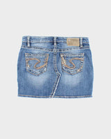 Vintage Y2k 00s Silver Denim Mini Skirt - S