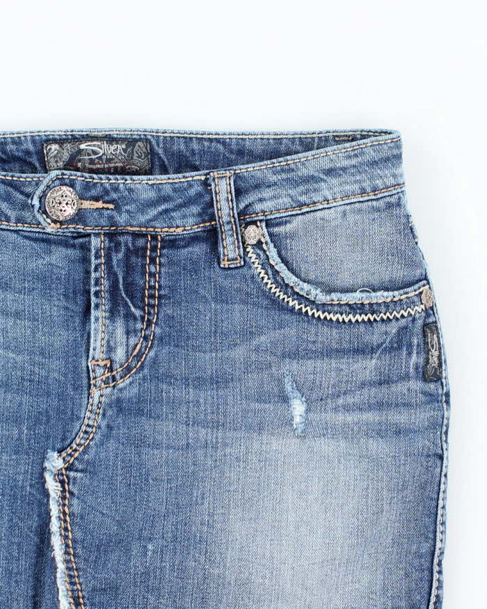 Vintage Y2k 00s Silver Denim Mini Skirt - S
