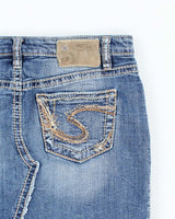 Vintage Y2k 00s Silver Denim Mini Skirt - S