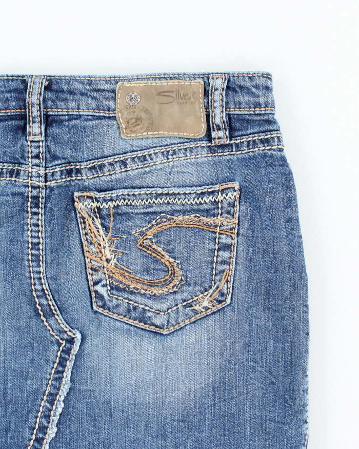 Vintage Y2k 00s Silver Denim Mini Skirt - S
