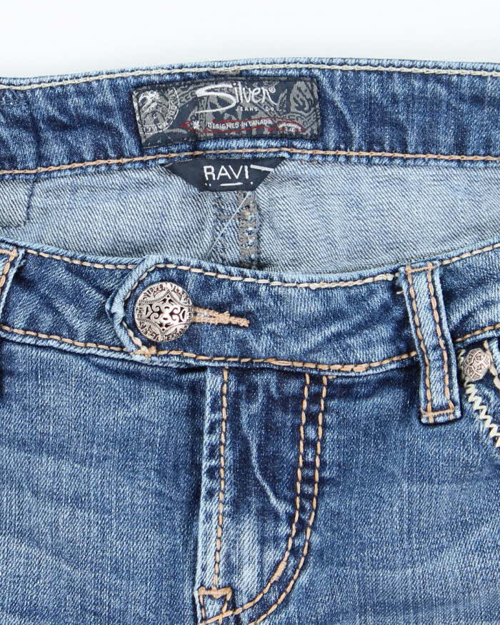 Vintage Y2k 00s Silver Denim Mini Skirt - S
