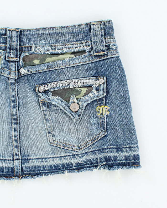 Vintage Y2k 00s Miss Me Camouflage Patchwork Denim Skirt - S