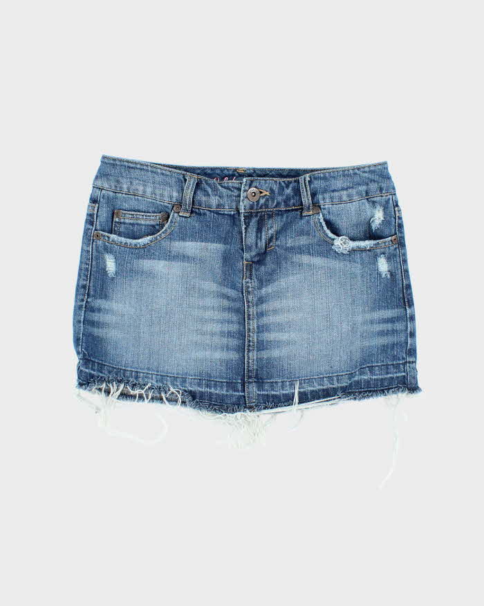 Vintage Y2k 00s Celebrity Pink Rhinestone Denim Mini Skirt - XS