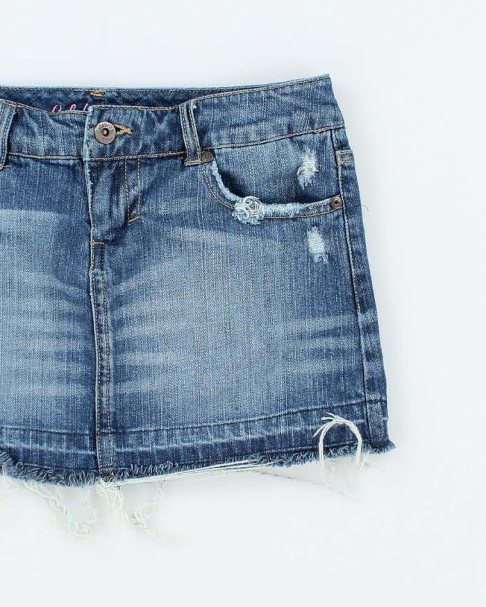 Vintage Y2k 00s Celebrity Pink Rhinestone Denim Mini Skirt - XS