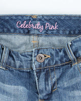 Vintage Y2k 00s Celebrity Pink Rhinestone Denim Mini Skirt - XS
