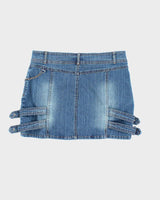 Vintage Y2k 00s Bongo Buckle Denim Mini Skirt - S