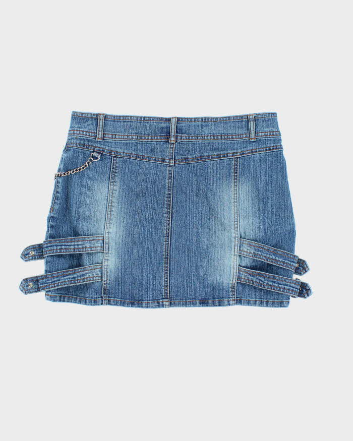 Vintage Y2k 00s Bongo Buckle Denim Mini Skirt - S