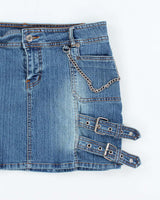 Vintage Y2k 00s Bongo Buckle Denim Mini Skirt - S
