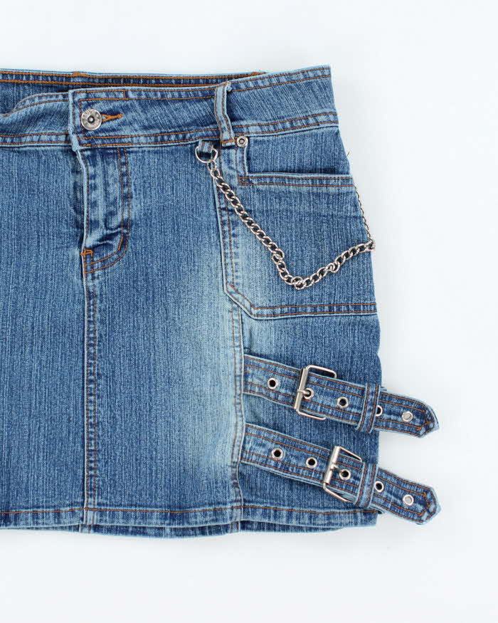 Vintage Y2k 00s Bongo Buckle Denim Mini Skirt - S