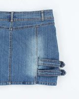 Vintage Y2k 00s Bongo Buckle Denim Mini Skirt - S