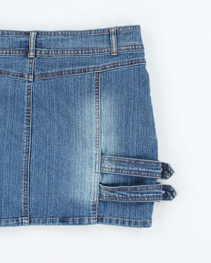 Vintage Y2k 00s Bongo Buckle Denim Mini Skirt - S