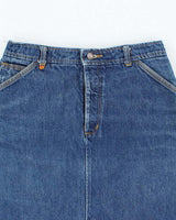 Vintage Y2K Chevalter Dark Wash Raw Hem Denim Skirt - M