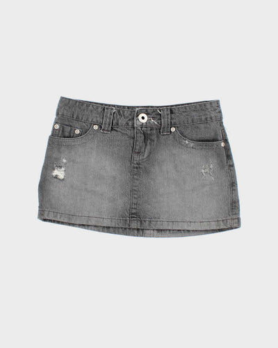 Vintage Y2K Garage Grey Stone Wash Denim Mini Skirt - S