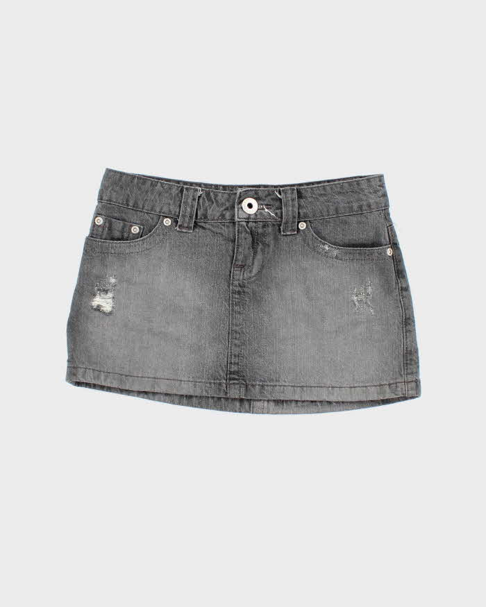 Vintage Y2K Garage Grey Stone Wash Denim Mini Skirt - S