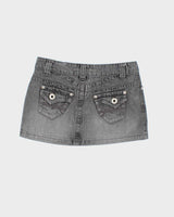 Vintage Y2K Garage Grey Stone Wash Denim Mini Skirt - S