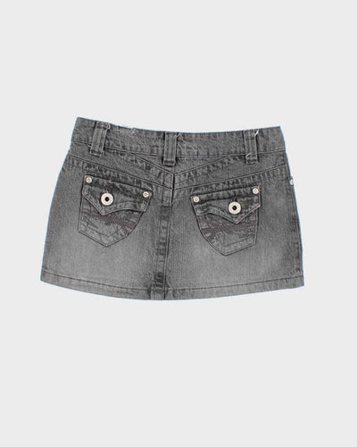 Vintage Y2K Garage Grey Stone Wash Denim Mini Skirt - S