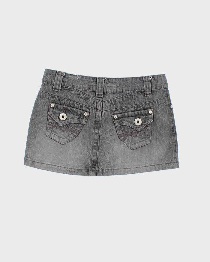 Vintage Y2K Garage Grey Stone Wash Denim Mini Skirt - S