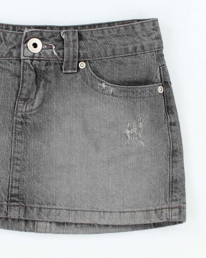 Vintage Y2K Garage Grey Stone Wash Denim Mini Skirt - S