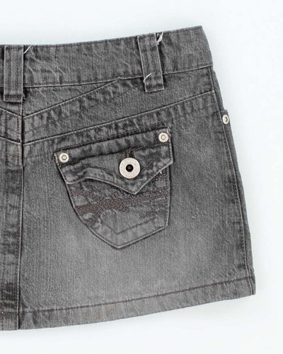 Vintage Y2K Garage Grey Stone Wash Denim Mini Skirt - S