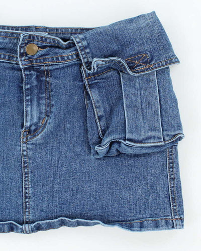 Vintage Y2K Mystic Denim Cargo Mini Skirt - S