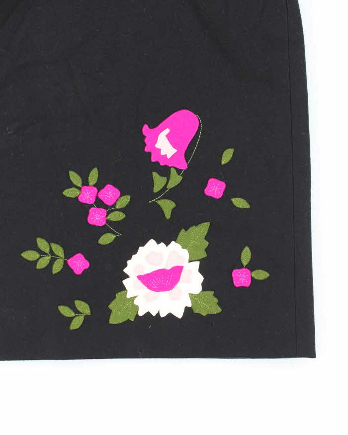 Moschino Cheap and Chic Black Floral Decal Midi Skirt - S