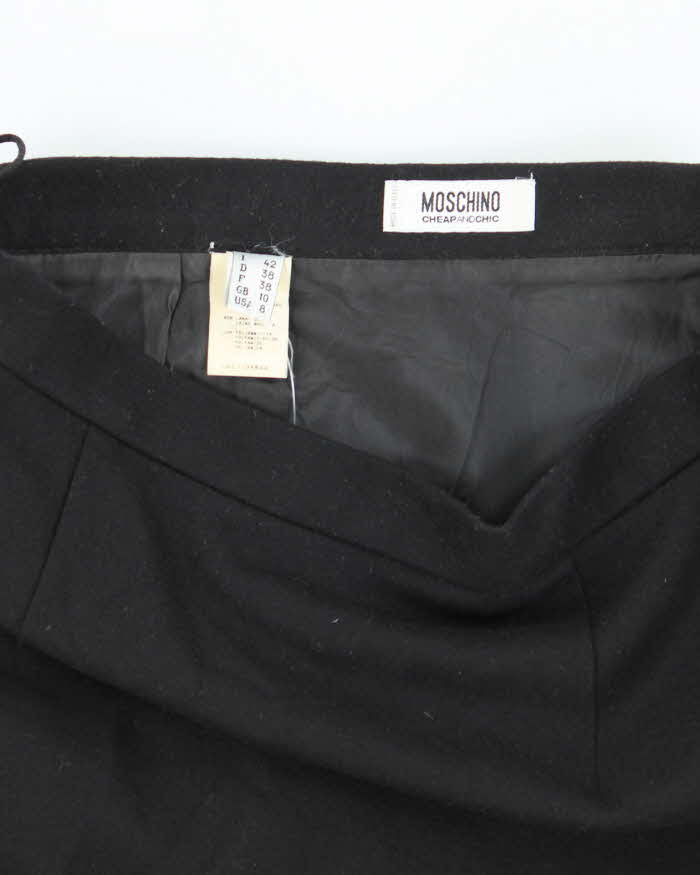 Moschino Cheap and Chic Black Floral Decal Midi Skirt - S