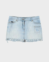 Vintage Y2K Dolce &amp; Gabbana Light Wash Denim Mini Skirt - W26 L13