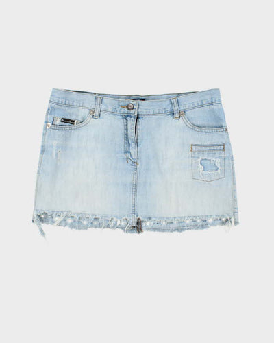 Vintage Y2K Dolce & Gabbana Light Wash Denim Mini Skirt - W26 L13